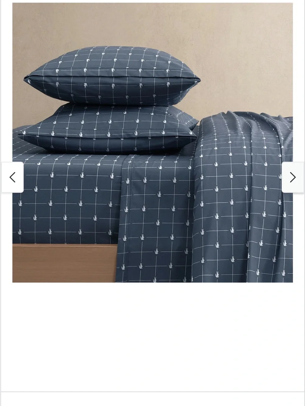 Lacoste Navy Grid & Crocodile Motif Queen Sheet Set
